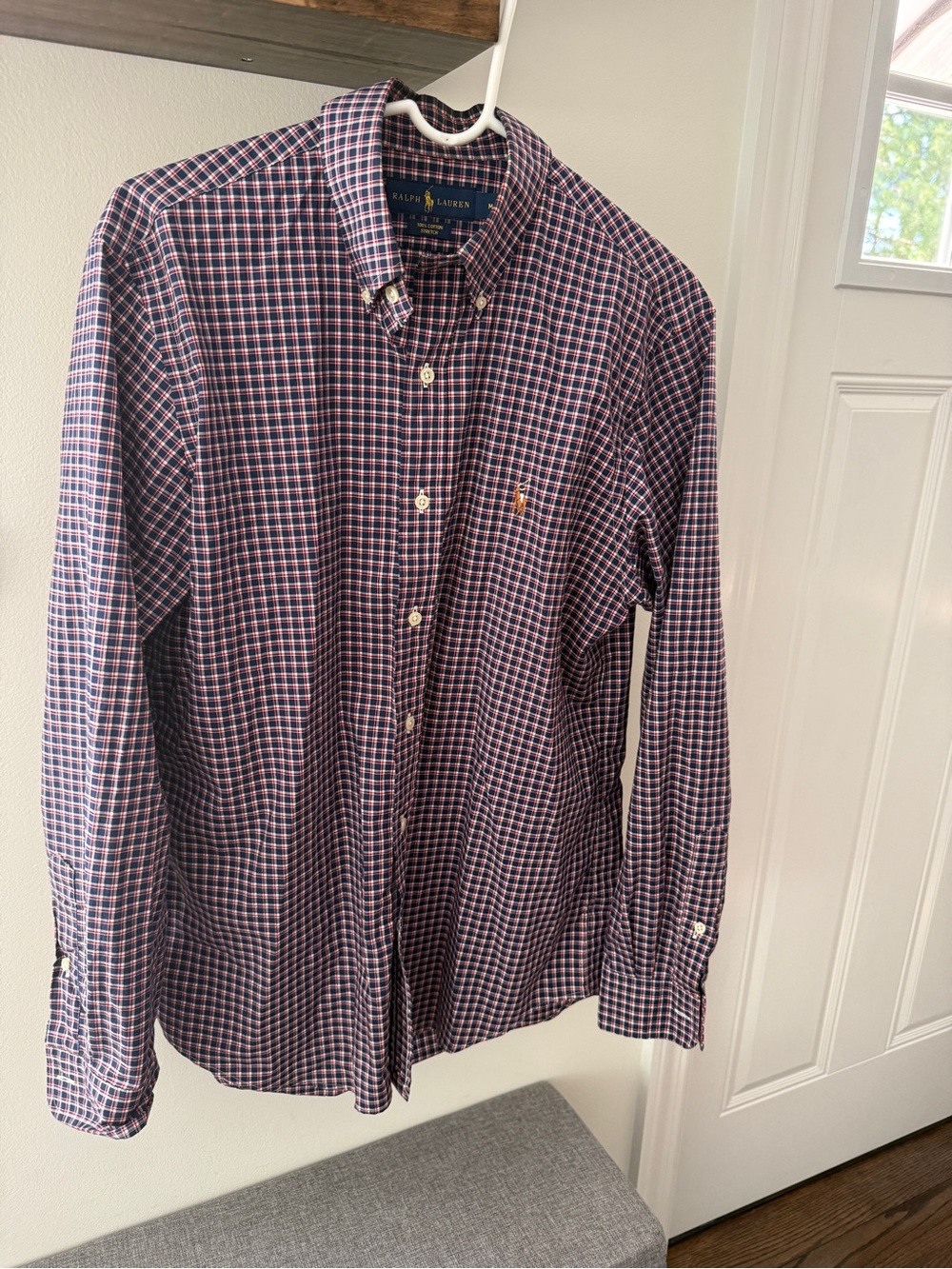 Ralph Lauren Men’s Navy and Purple Grid Button-Down Shirt
